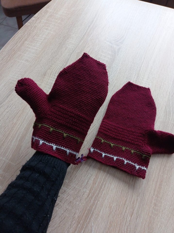 Bordo Örgü eldiven tutacak - Görsel 3