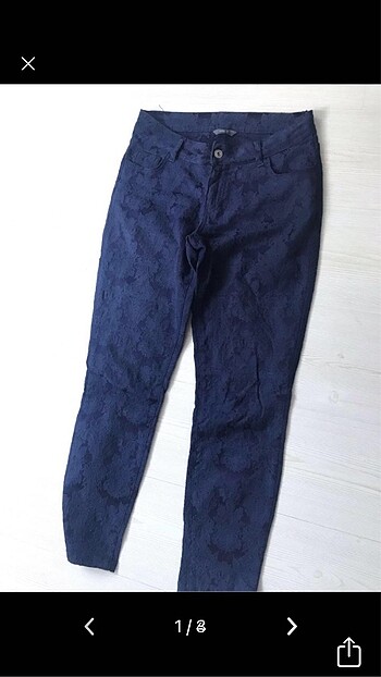 Yuksek kendinden desenli pantalon