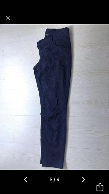 38 Beden Yuksek kendinden desenli pantalon