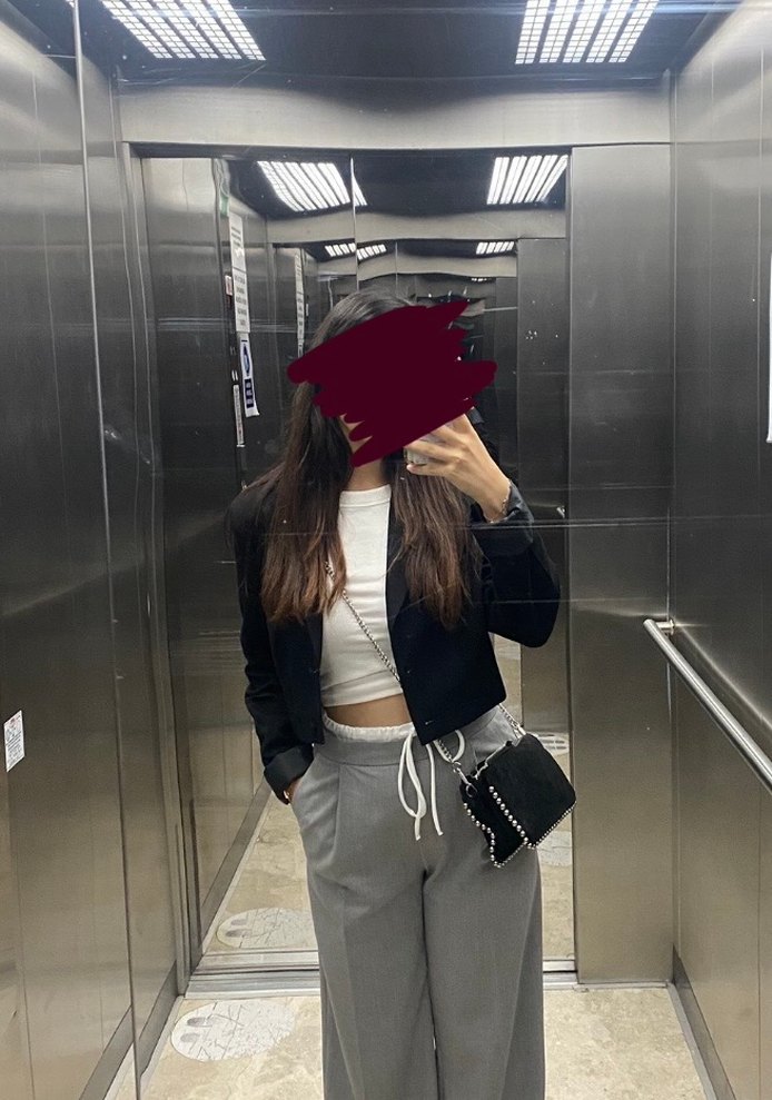 Düğmeli Siyah Crop Blazer - Görsel 2