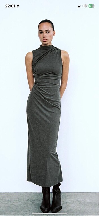 Zara midi drapeli elbise