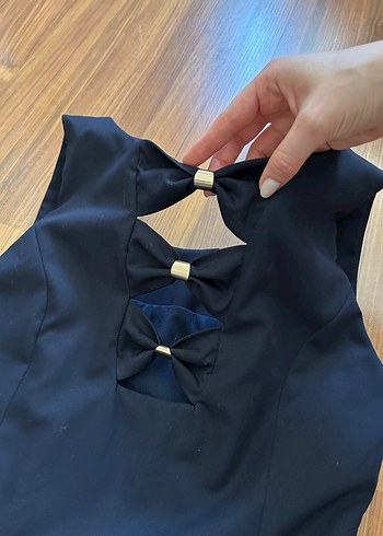 Lacivert Klasik Kesim Elbise - Görsel 6