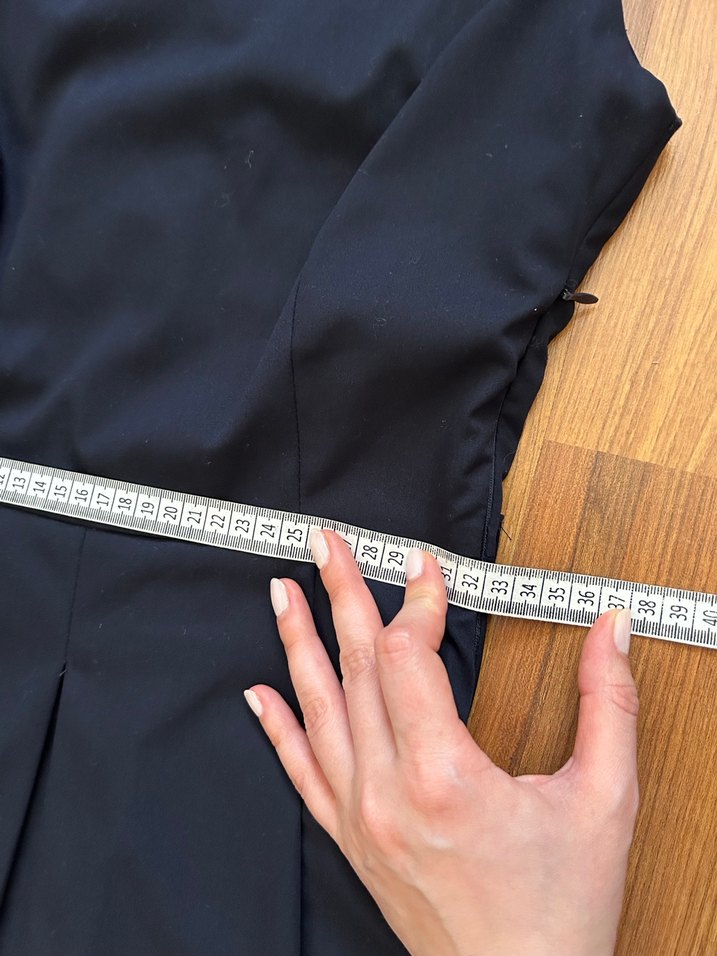 Lacivert Klasik Kesim Elbise - Görsel 4