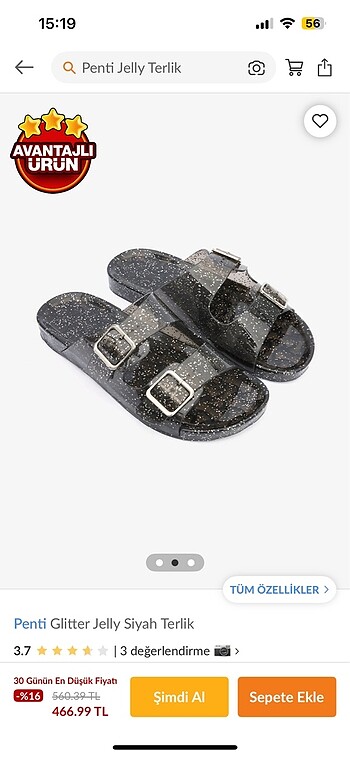 Penti glitter jelly şeffaf terlik