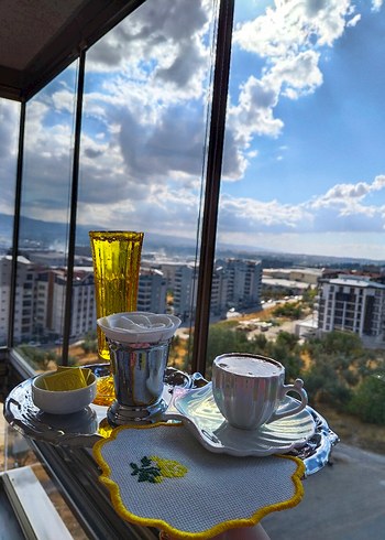 Renkli Çiçek Desenli Nakışlı Peçeteler - Görsel 9