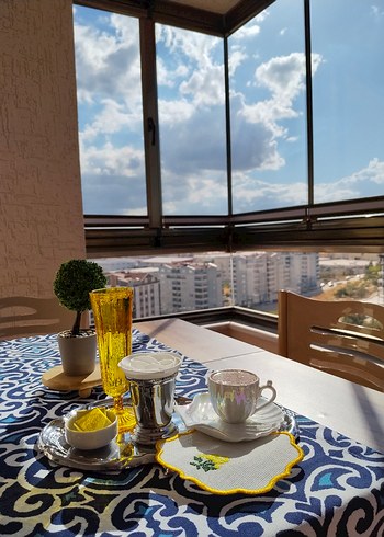 Renkli Çiçek Desenli Nakışlı Peçeteler - Görsel 7