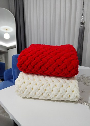 Kırmızı Örgü Çocuk Battaniyesi - Görsel 9