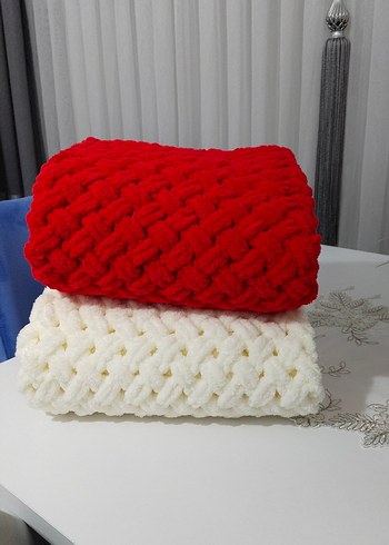 Kırmızı Örgü Çocuk Battaniyesi - Görsel 8