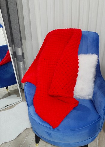 Kırmızı Örgü Çocuk Battaniyesi - Görsel 5