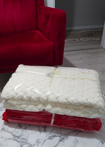 Kırmızı Örgü Çocuk Battaniyesi - Görsel 11