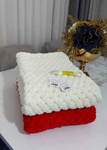 Kırmızı Örgü Çocuk Battaniyesi - Görsel 7