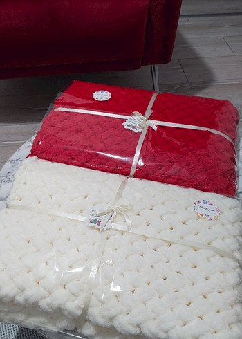 Kırmızı Örgü Çocuk Battaniyesi - Görsel 13