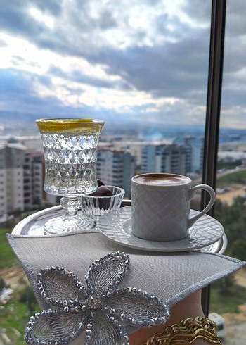 Boncuk İşlemeli Beyaz Gri Sunum Peçetesi - Görsel 14