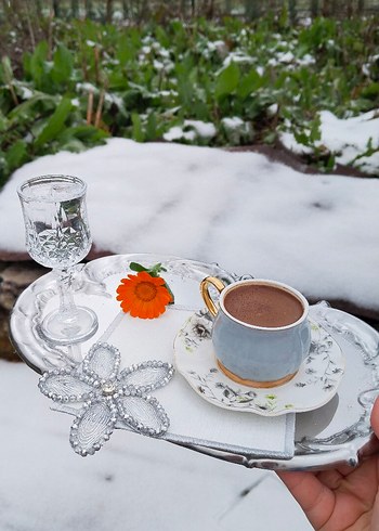Boncuk İşlemeli Beyaz Gri Sunum Peçetesi - Görsel 11