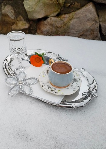 Boncuk İşlemeli Beyaz Gri Sunum Peçetesi - Görsel 9