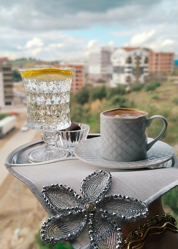 Boncuk İşlemeli Beyaz Gri Sunum Peçetesi - Görsel 15