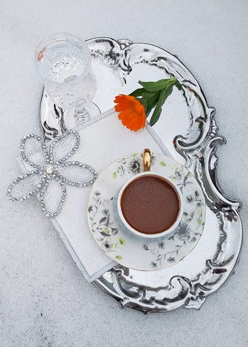 Boncuk İşlemeli Beyaz Gri Sunum Peçetesi - Görsel 12