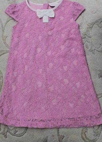 Kız Çocuk Dantelli Pembe Elbise