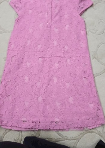 Mango Kids Kız Çocuk Dantelli Pembe Elbise