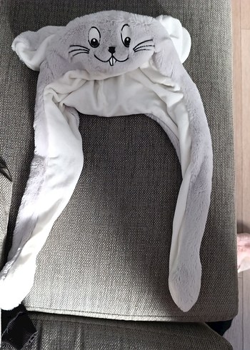 Gri Peluş Çocuk Bere Kulaklı