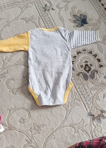 Sarı Gri Baskılı Uzun Kollu Bebek Body - Görsel 3