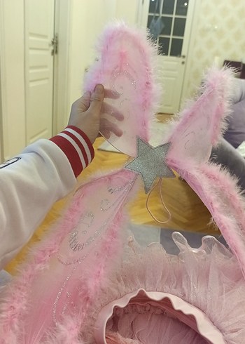 Pembe Fırfırlı kelebek sırta asmalı - Görsel 2