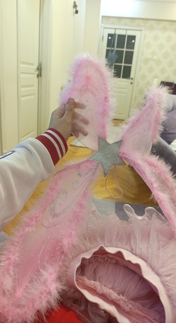 Pembe Fırfırlı kelebek sırta asmalı - Görsel 2