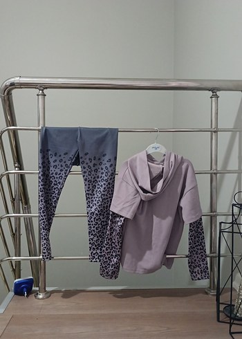 Mor Baskılı Oversize Kız Eşofman Takımı - Görsel 4