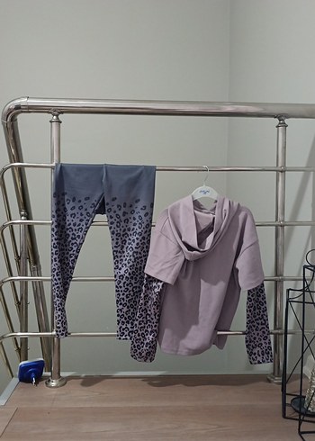 Mor Baskılı Oversize Kız Eşofman Takımı - Görsel 3