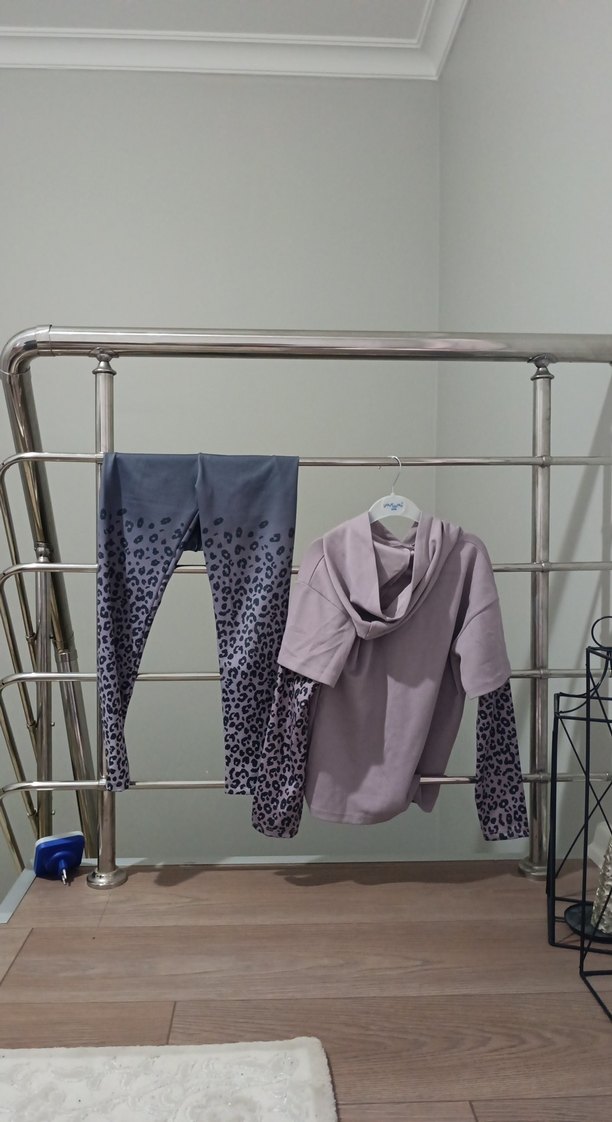 Mor Baskılı Oversize Kız Eşofman Takımı - Görsel 4