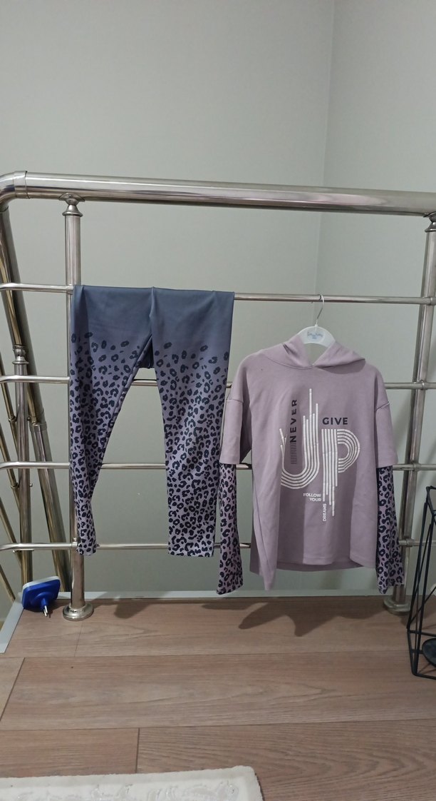 Mor Baskılı Oversize Kız Eşofman Takımı - Görsel 2