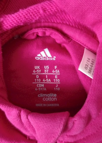 Adidas Kız Çocuk Pembe Fermuarlı Sweatshirt ve Siyah Eşofman