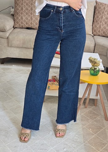 Diğer Koyu Mavi Yuksek Bel Denim Jean