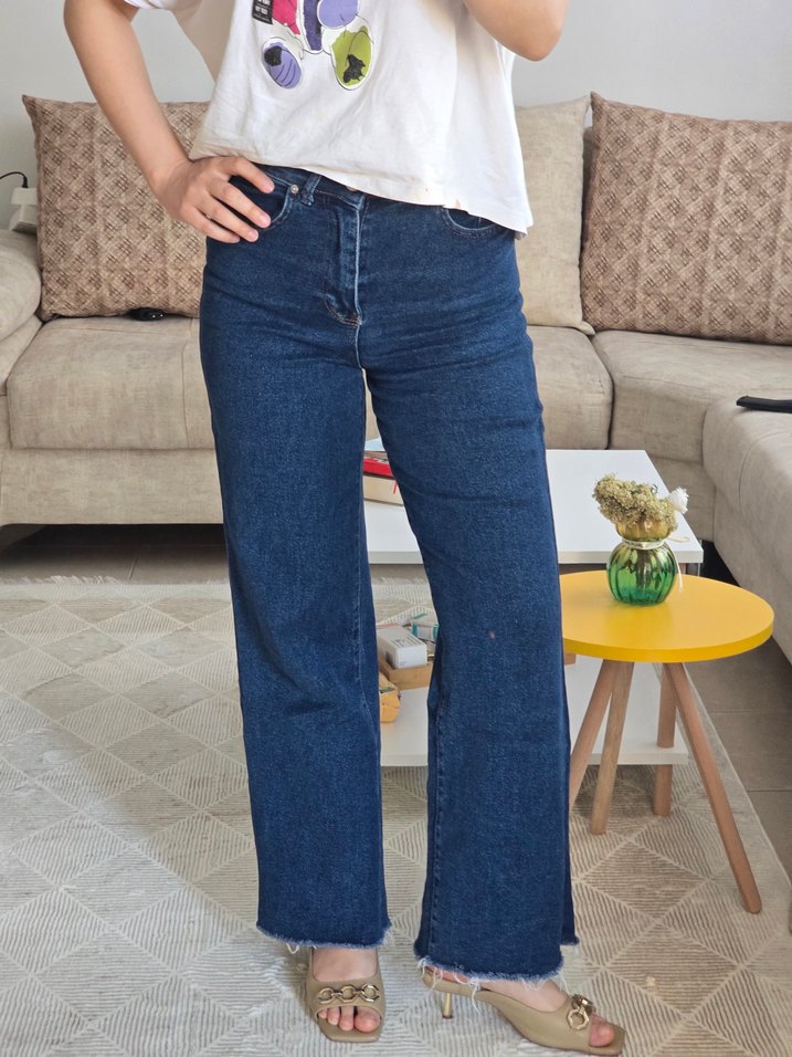 Koyu Mavi Yüksek Bel Denim Jean — görsel 2/4