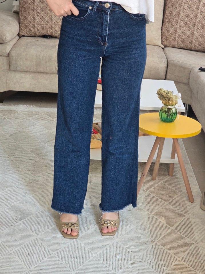 Koyu Mavi Yüksek Bel Denim Jean — görsel 3/4