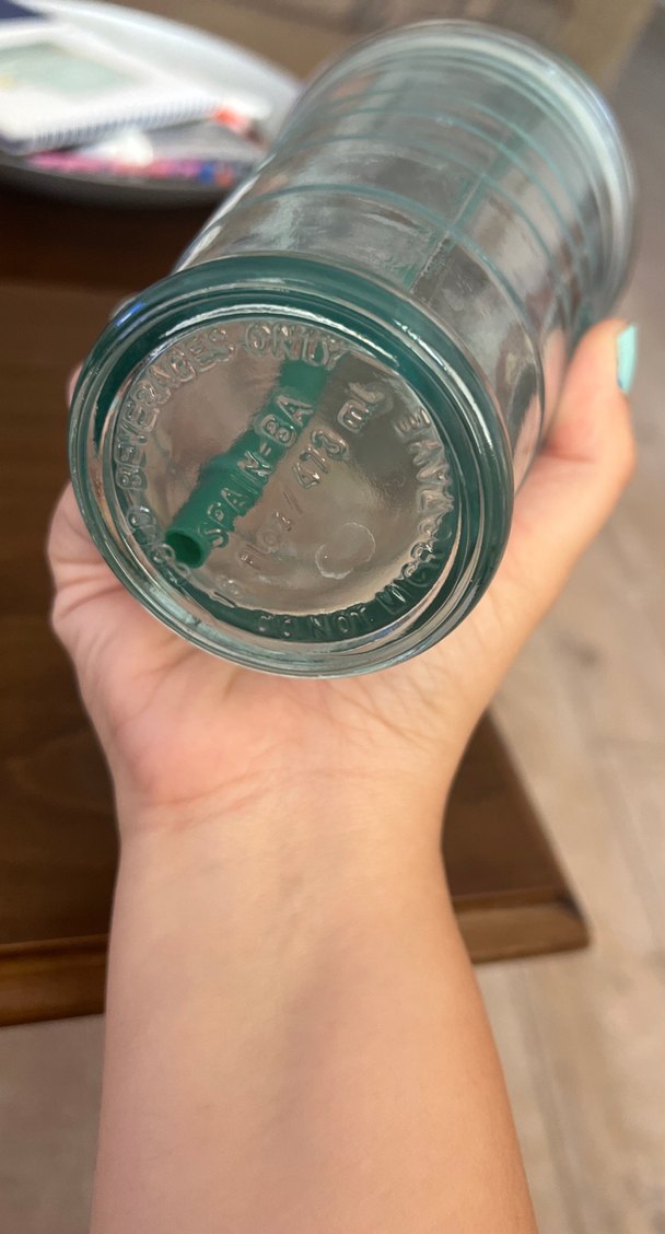 Starbucks Yeşil Cam Bardak ve Pipet - Görsel 3