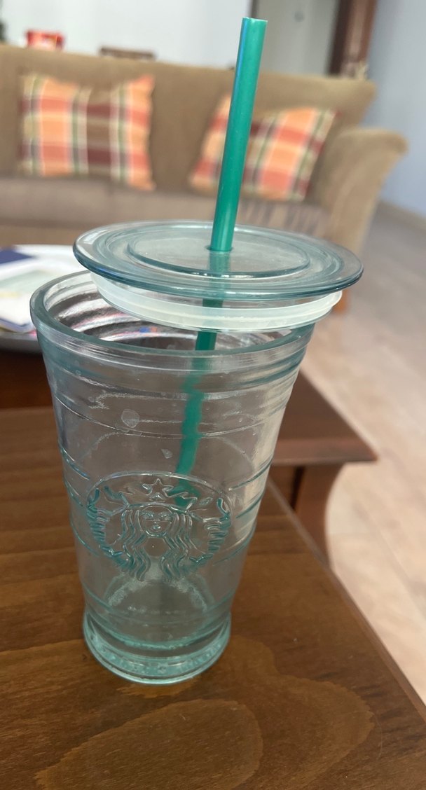 Starbucks Yeşil Cam Bardak ve Pipet - Görsel 2