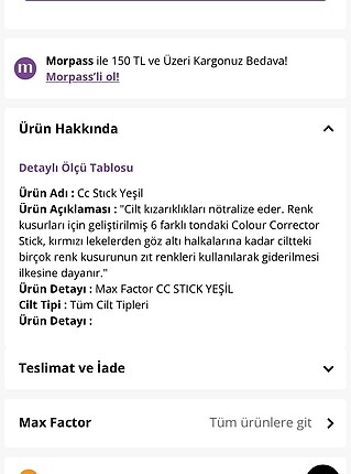  Beden Renk CC kapatıcı