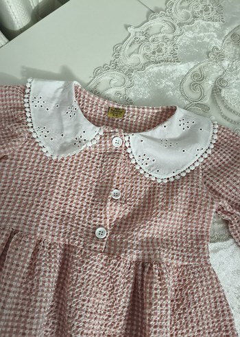 LC Waikiki Dantel Yakalı Pembe Kız Çocuk Elbise