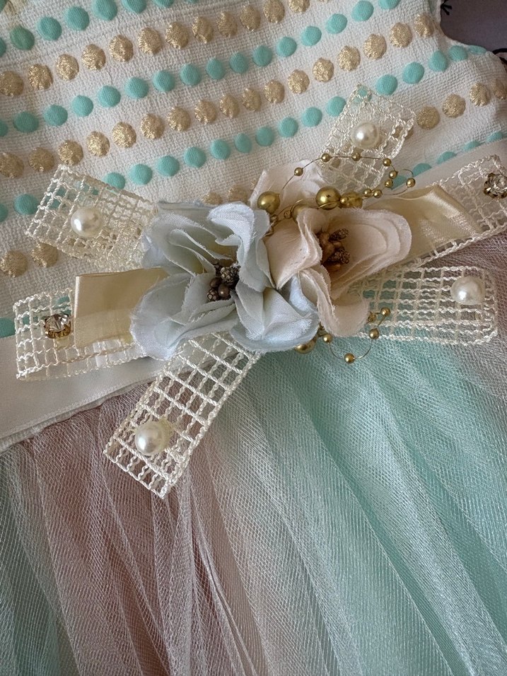 Turkuaz Bohem Kız Elbisesi - Görsel 4