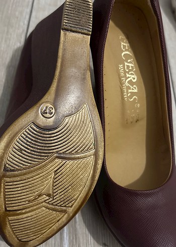 Sıfır Bordo Deri Dolgu Topuklu Kadın Stiletto - Görsel 3