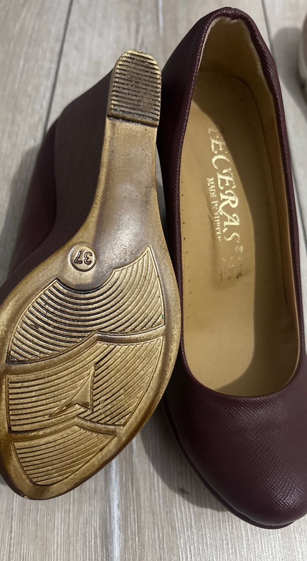 Sıfır Bordo Deri Dolgu Topuklu Kadın Stiletto - Görsel 3