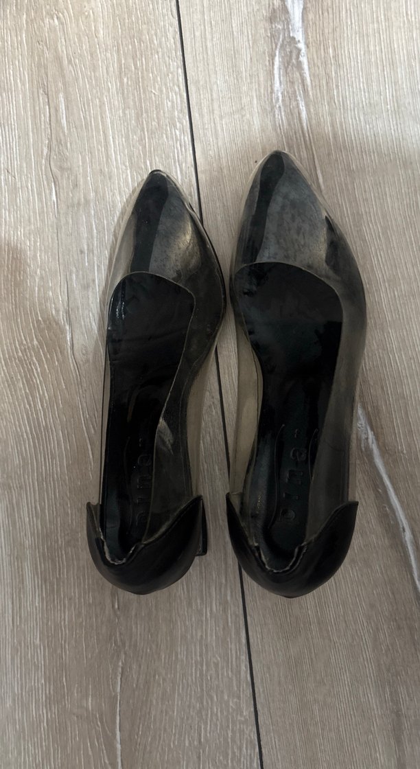 Şeffaf Siyah Stiletto Topuklu Kadın Ayakkabı - Görsel 2