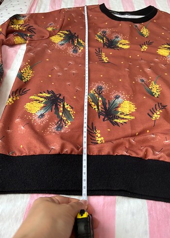 l Beden kahverengi Renk Desenli Kahverengi Sweatshirt