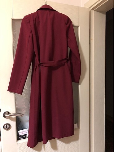 Diğer Bordo kumaş uzun ceket tunik