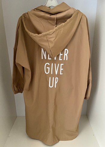 Bej Uzun Kadın Yağmurluk Fermuarlı - Görsel 4