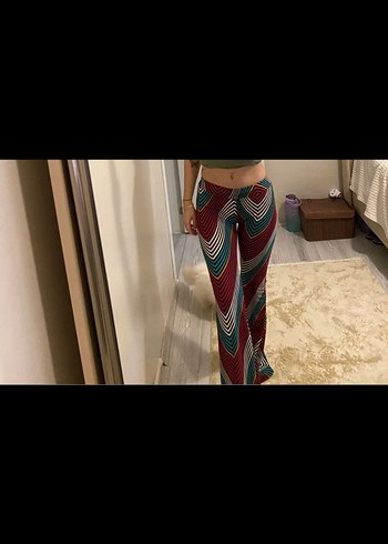 Bohem Çok Renkli İspanyol Paça Pantolon