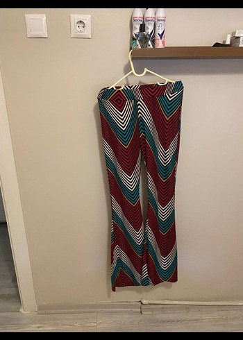 BSL FASHION Bohem Çok Renkli İspanyol Paça Pantolon