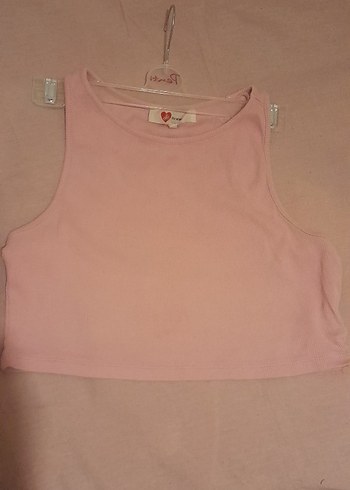Kadın Pembe Pamuklu Kolsuz Crop Top