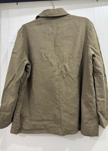 Manuka Keten Oversize Blazer Ceket Haki - Görsel 3